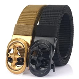 Men Nylon Belt Luxury Bat Metal Automatic Buckle Canvas Belts for Women Fashion Jeans Waistband Casual Male Strap Black