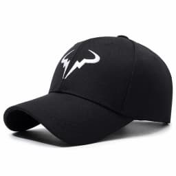 Stylish Black Baseball Cap with Unique White Bull - Horn - like Logo, Ideal for Everyday Wear and Outdoor Activities