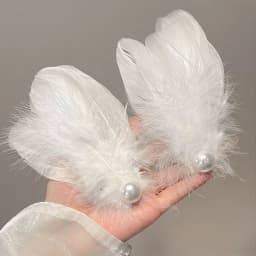 2pcs/Set Black White Color Feather Hair Clips Pearl Plush Ballet Girl Alligator Barrettes Elegant Headwear For Party Performance