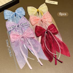 6 colorful sweet and stylish fabric bow hair clips, fashionable hair accessories suitable for daily use