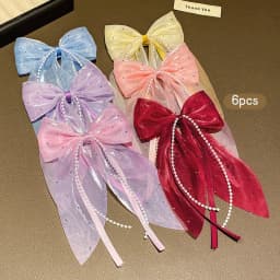 6 colorful sweet and stylish fabric bow hair clips, fashionable hair accessories suitable for daily use