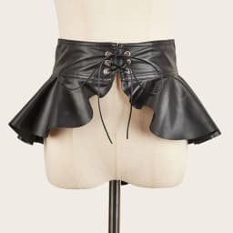 Black Wide Corset Belt Dress Decorative Slimming Belt Layered Swallow Tail Waist Seal Lace-up PU Leather Waistband