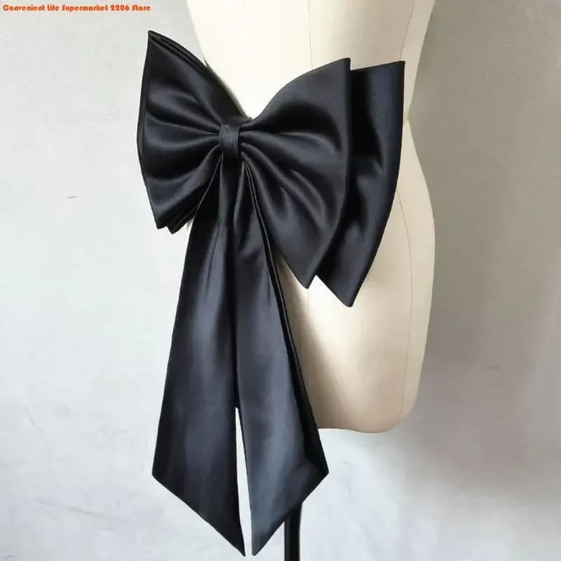 E06E Sophisticated Gown Bowknot Simple Design Removable Large Bowknot Waist Ornament for Dance and Cosplay Event