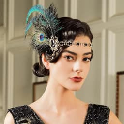 1920s Flapper Peacock Feather Headband Roaring 20s Showgirl Hair band Great Gatsby Hair Accessories 머리띠 резинки для волос 헤어밴드