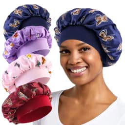 Beautiful Butterfly Printed Bonnet Elastic Bandanas Night Sleep Cap Women's Hair Care Turban Headwrap Bathroom Shower Headwear