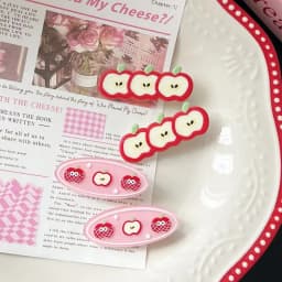 2pcs Apple Bangs Duckbill Clip for Japanese and Korean Girls; Cute Fruit Oval Side Hair Clip for Fragments; Head Accessories