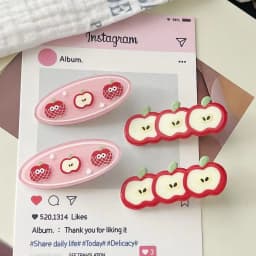 2pcs Apple Bangs Duckbill Clip for Japanese and Korean Girls; Cute Fruit Oval Side Hair Clip for Fragments; Head Accessories