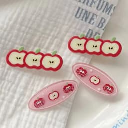 2pcs Apple Bangs Duckbill Clip for Japanese and Korean Girls; Cute Fruit Oval Side Hair Clip for Fragments; Head Accessories