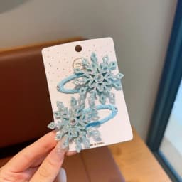 2pcs Winter new Frozen snowflake hairpin children's hair clip Elsa princess hair accessory girl side BB clip