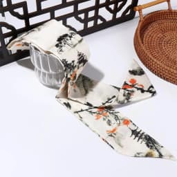 Retro Long Ink Painting Silk Scarf Minimalist Style Ribbon Long Silk Scarf Hair Rope Neckerchief Ribbon Headband Lady