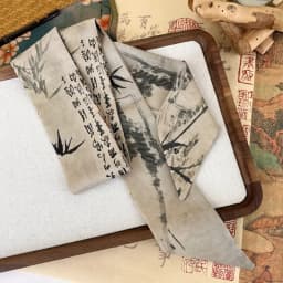 Retro Long Ink Painting Silk Scarf Minimalist Style Ribbon Long Silk Scarf Hair Rope Neckerchief Ribbon Headband Lady