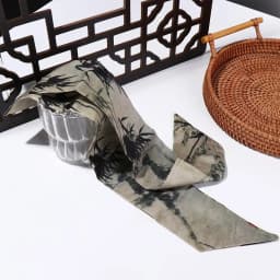 Retro Long Ink Painting Silk Scarf Minimalist Style Ribbon Long Silk Scarf Hair Rope Neckerchief Ribbon Headband Lady