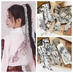 Retro Long Ink Painting Silk Scarf Minimalist Style Ribbon Long Silk Scarf Hair Rope Neckerchief Ribbon Headband Lady