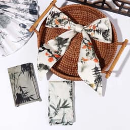 Retro Long Ink Painting Silk Scarf Minimalist Style Ribbon Long Silk Scarf Hair Rope Neckerchief Ribbon Headband Lady