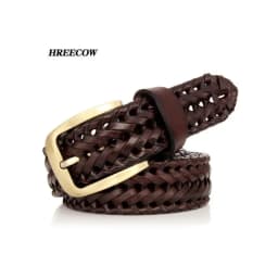 Men And Women Belt Genuine Leather Female Luxury Strap Belts Cummerbund Woven Knitted Quality High Jeans Trousers Accessories