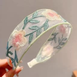 1/3pcs Elegant Chiffon Embroidery Flower Hairband – Sweet Floral Headband Turban Hoop for Women Fashion Hair Accessories