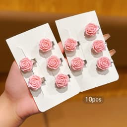 10 pink sweet floral hair clips, small and cute, suitable for daily use as hair accessories