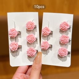 10 pink sweet floral hair clips, small and cute, suitable for daily use as hair accessories