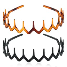 2pcs/set Black amber wave long teeth headband Anti-fall resin plastic with teeth non-slip headband for men and women face wash h