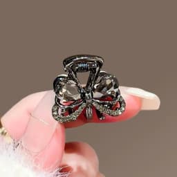 Korean Style Exquisite Black Crystal Bow Small Grab Clip for Women Alloy Cute Hair Clips Mini Hair Claw Fashion Hair Accessories
