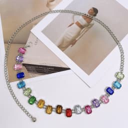 Designer's New Color Rhinestone Chain Belt Niche Exquisite Fashion Jewel Waist Chain Female Unique Banquet Dress Accessories