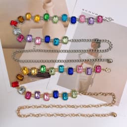 Designer's New Color Rhinestone Chain Belt Niche Exquisite Fashion Jewel Waist Chain Female Unique Banquet Dress Accessories