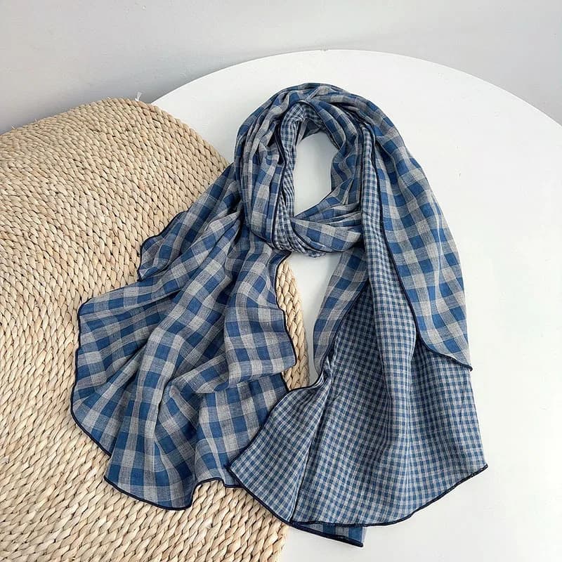 2025 British Style 100% Cotton Scarf Retro Plaid Women Shawls And Wraps Lady Travel High Quality Large Vintage Scarves 75x180cm