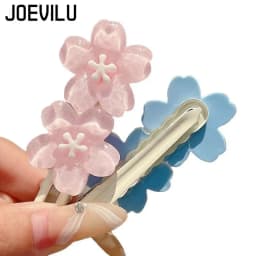 Romantic Pink Cherry Blossom Hair Clip Cute Side Bangs Barrettes for Women Kawaii Hair Accessories Girls Elegant Fashion Hairpin