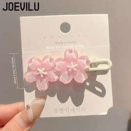 Romantic Pink Cherry Blossom Hair Clip Cute Side Bangs Barrettes for Women Kawaii Hair Accessories Girls Elegant Fashion Hairpin
