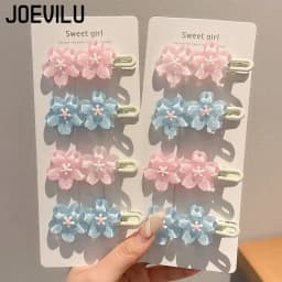 Romantic Pink Cherry Blossom Hair Clip Cute Side Bangs Barrettes for Women Kawaii Hair Accessories Girls Elegant Fashion Hairpin