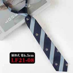 JK Ties Women Casual Striped Lazy Tie Brown Navy Red Polyester Neckties Handmade Lazy Tie Shirt Uniform Knot Free Short Cravat