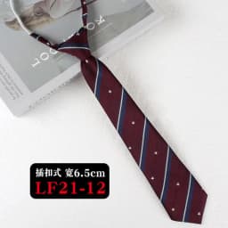 JK Ties Women Casual Striped Lazy Tie Brown Navy Red Polyester Neckties Handmade Lazy Tie Shirt Uniform Knot Free Short Cravat