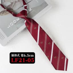 JK Ties Women Casual Striped Lazy Tie Brown Navy Red Polyester Neckties Handmade Lazy Tie Shirt Uniform Knot Free Short Cravat