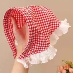 1 country-style lace headband, new triangular headband, French retro checkered sweet and cute headscarf