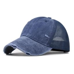 Cotton washed distressed mesh breathable summer baseball cap, versatile outdoor, personalized solid color duckbill cap