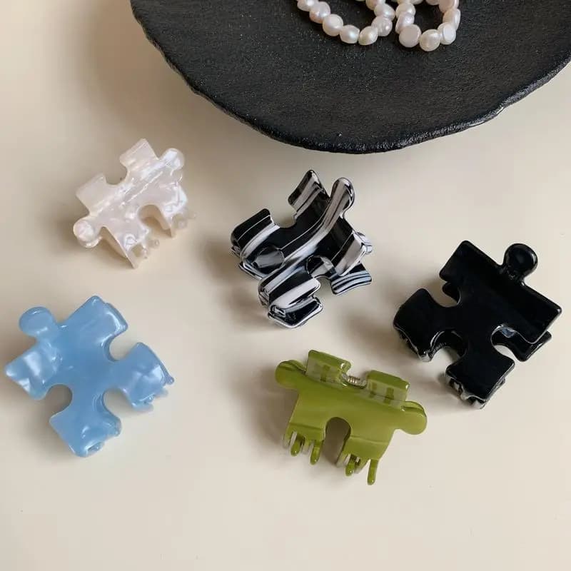 1pc New Korean style hair clip puzzle shaped gripper, small shark clip, high-end block gripper