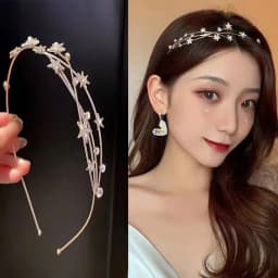 Star Leaves Rhinestones Headbands for Women Imitation Pearl Multi-layer Hollow Hair Hoop French Elegant Dedicate Party Tiaras V1