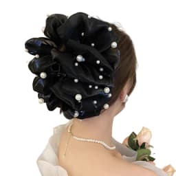 New Hair Claw For Women Large Pearl Pearl Bow Gauze Shark Gripper Claw Elegant Exquisite Updo Hair Clip Girls Hair Accessories