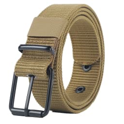 Men's Belt Porous Canvas Pin Buckle Leather Belt Outdoor Sports Tactics Belt Women's Trendy Eyelet Belt with Jeans Belt Women