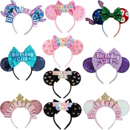 Cartoon Stitch Headbands For Women Letters Birthday Girl Hairband Kids Happy Mickey Ears Hair Accessories Adults Disney Headwear