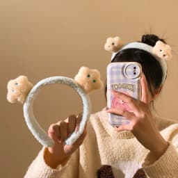 Cute Star Blue Plush Headband for Womens Face Washing and Hair Accessories Headband for Autumn and Winter