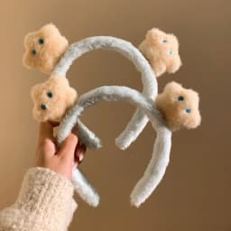 Cute Star Blue Plush Headband for Womens Face Washing and Hair Accessories Headband for Autumn and Winter