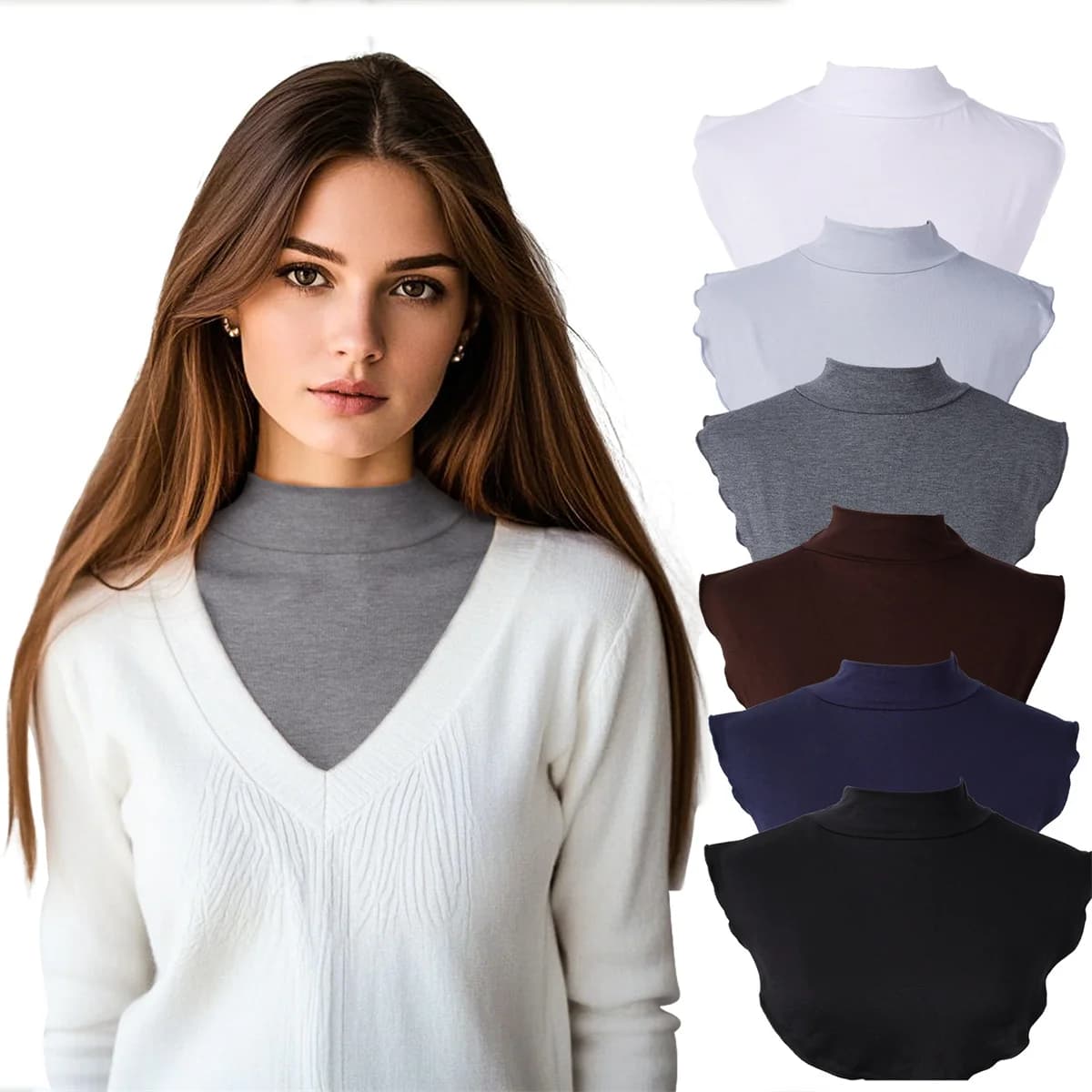 [High-quality mercerized cotton] New style fake collar shirt cover modal fake collar scarf solid color bottoming shirt cover