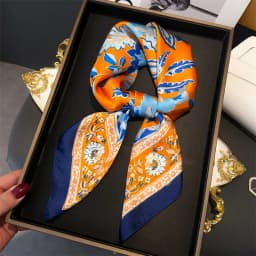 Fashion Paisley Print Luxury Brand Silk 70cm Square Scarf Women Satin Shawls Neckerchief Wrap Scarves Bandana Hair Hjiab Floral