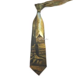 Men's Vintage Imitation Silk Ties 8cm Animal Mathematical Formula Architecture Retro Printing Necktie Party Suit Shirt Accessory
