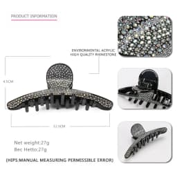 Luxury Spark Rhinestones Hair Claw Clip for Women Girls Charming Handmade Hair Jewelry Ornament Accessory - Office Career Party