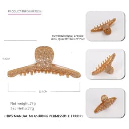 Luxury Spark Rhinestones Hair Claw Clip for Women Girls Charming Handmade Hair Jewelry Ornament Accessory - Office Career Party