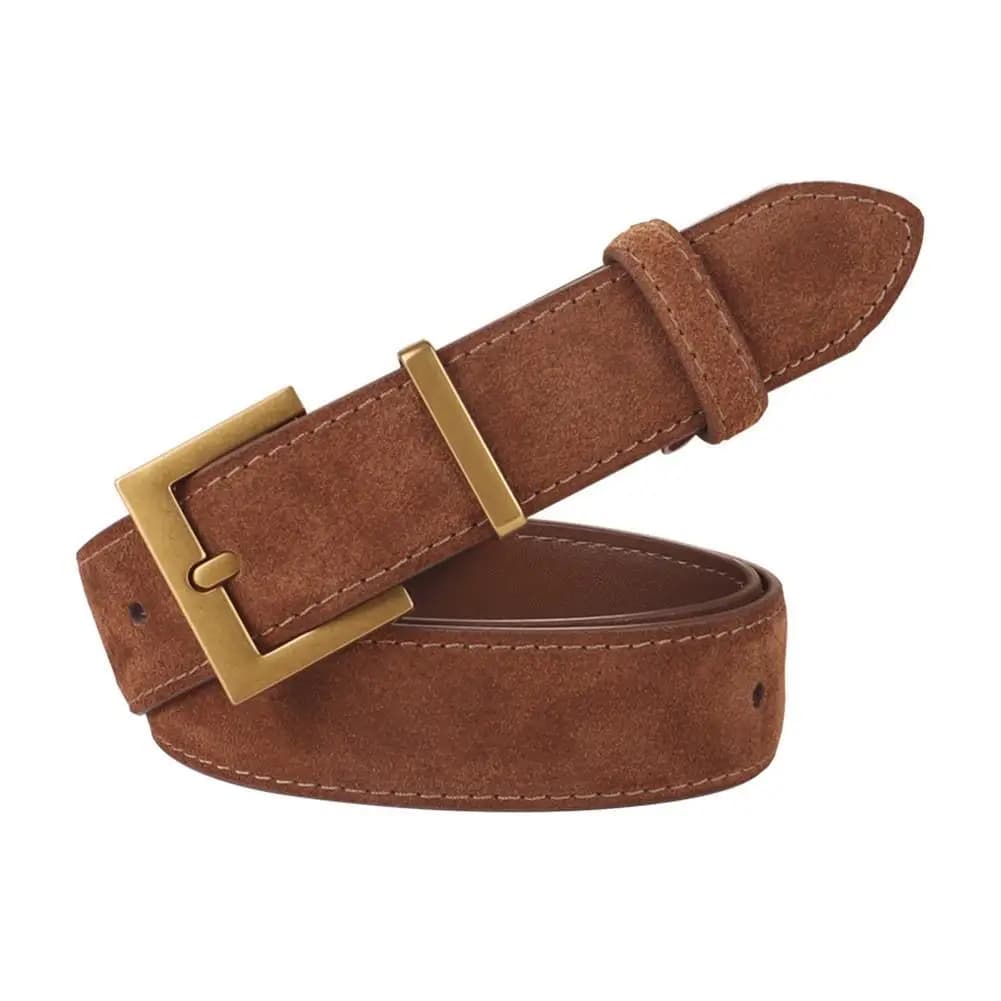 Suede Leather Belt For Man And Lady With Oxford Fabric Strap Genuine Leather Luxury Pin Buckle Blue Belts 100cm