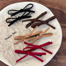 Side suede red bow bangs hairpin forehead headdress women's word clip edge clip autumn and winter 2024 new