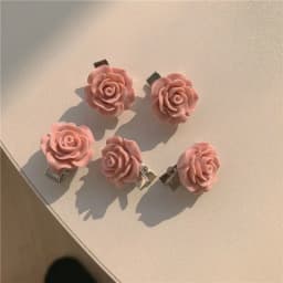 5PCS Pink Girl Cute Series Honey Peach Rose Flower Hair Clip Hair Card Sweet Wind Camellia Lace Bow Headpiece Hair Accessories